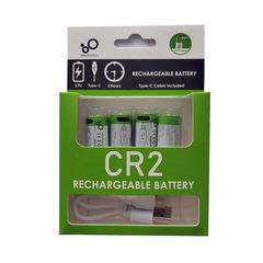 CR2 Rechargeable Li-ion Batteries 3.7V 300mAh USB-C Charging Cable 4 Pack