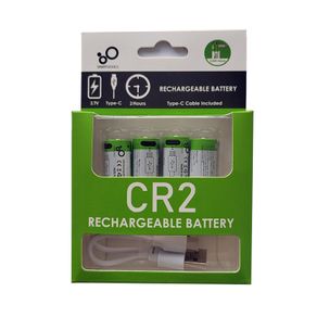 CR2 Rechargeable Li-ion Batteries 3.7V 300mAh USB-C Charging Cable 4 Pack