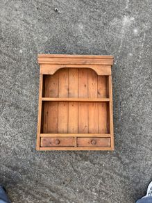Pine wall shelf with two drawers