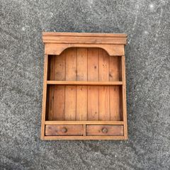 Pine wall shelf with two drawers