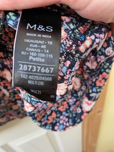 M&S floral dress size 18 petite BNWT