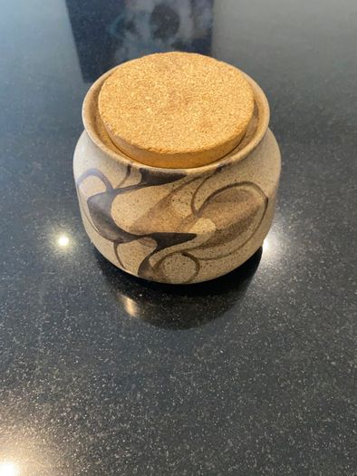 Ceramic vintage  pot with cork lid