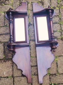 Antique pair of mahogany side mirrors