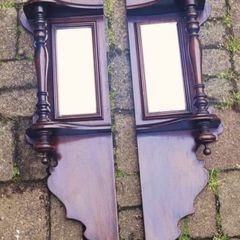 Antique pair of mahogany side mirrors
