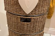 Tall wicker storage unit