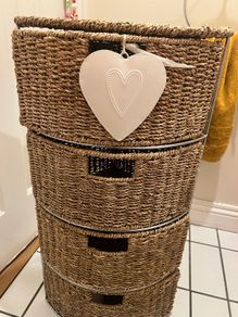 Tall wicker storage unit