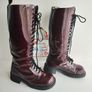 Dr Martens 1420 20 eye patent red burgundy knee high boots England UK7 EU41 US9 Image 4