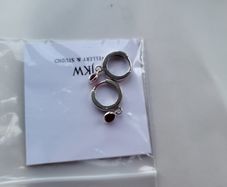 Sterling silver mini hoops with birthstone dark red crystal NEW