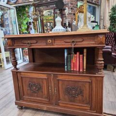 Antique Walnut Buffet / Sideboard with Marble Top