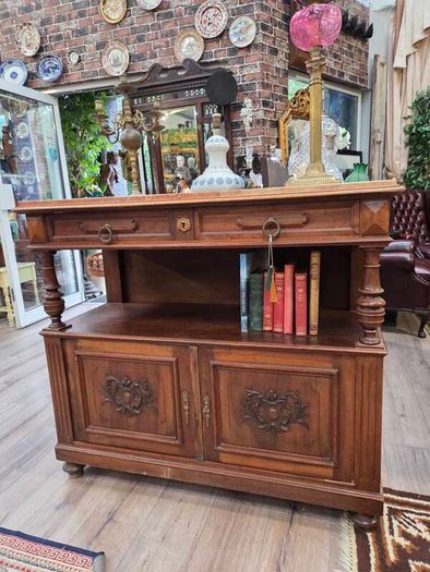 Antique Walnut Buffet / Sideboard with Marble Top