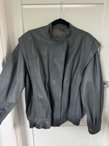 Vintage Grey Leather Jacket Size 40