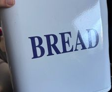 Enamelware Bread bin - Blue & White Vintage style