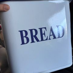 Enamelware Bread bin - Blue & White Vintage style