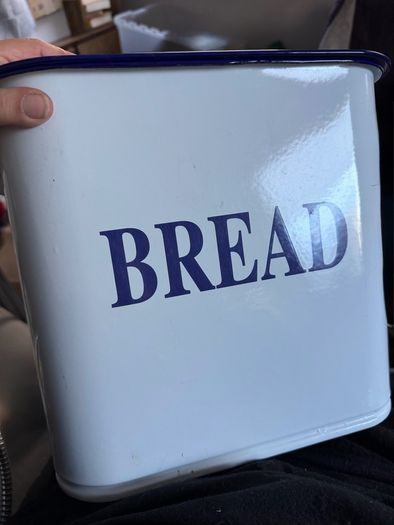 Enamelware Bread bin - Blue & White Vintage style