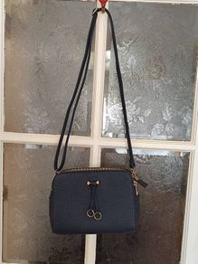 Classic Navy Faux Leather Crossbody Bag / Handbag
