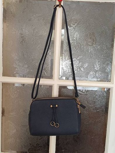 Classic Navy Faux Leather Crossbody Bag / Handbag