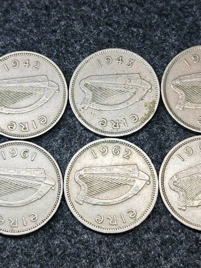 Irish Eire Threepence Leat Reul hare collection FULL DATE RUN 1942 to 1968.