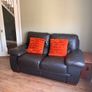 2 seather leather sofa with decorative cushions Image 2