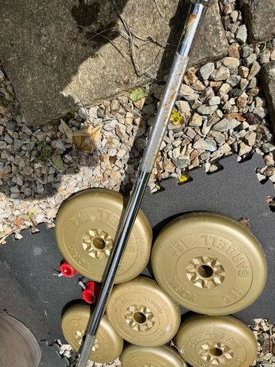 york weights set + 5ft bar