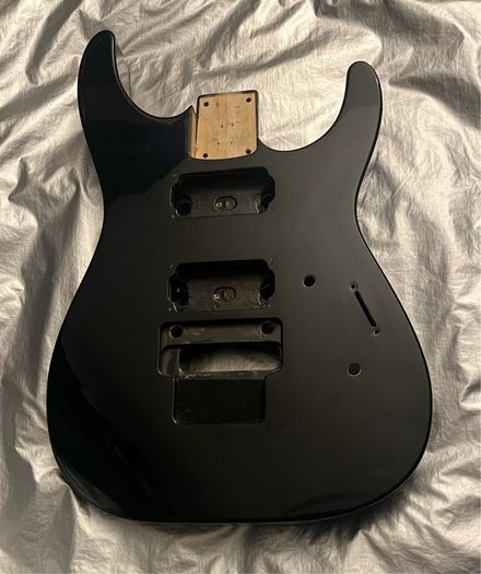 Made in Japan Jackson dinky Solid Black Guitar Body.Factory original paint finish. Floyd tremolo ready electric guitar parts accessories