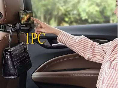 1Pc  Adjustable Car Seat Phone Holder with Headrest Mount -