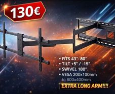 Tv Wall Mount Bracket Tilt Swivel Long Arm 43-80"