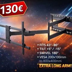 Tv Wall Mount Bracket Tilt Swivel Long Arm 43-80"