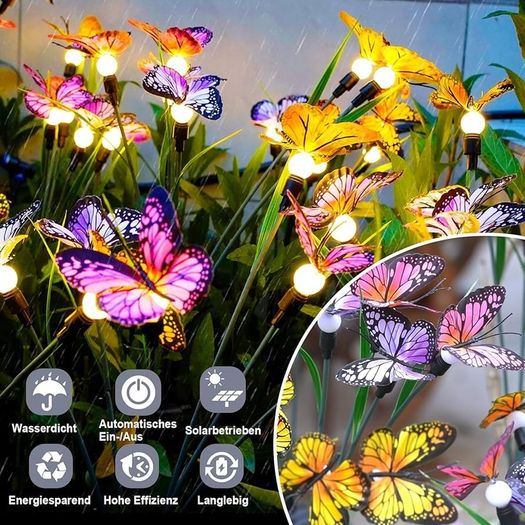 Solar Garden Lights, Upgraded Swaying Butterfly Light,Outdoor Light, Decorative Lights Yard Patio Pathway Decoration, Larger Solar Panel & Better Sway Effect (4 Pack