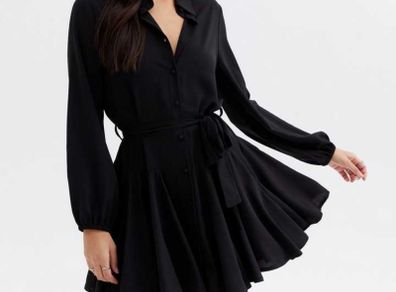 Black Silky Satin Blouse Dress, size 10
