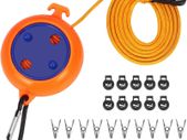 Retractable Camping Clothesline, Adjustable Travel Laundry Rope, Heavy Duty Washing Line with 20 Clothespins & 10 Stoppers for Indoor/Outdoor, Camping, Travel, Courtyard, Hotel, 26ft