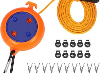 Retractable Camping Clothesline, Adjustable Travel Laundry Rope, Heavy Duty Washing Line with 20 Clothespins & 10 Stoppers for Indoor/Outdoor, Camping, Travel, Courtyard, Hotel, 26ft