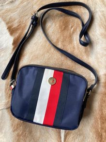 Tommy Hilfiger Navy Crossbody Handbag White Red Stripe