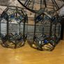 Pair of Decorative Geometric Glass & Metal Lantern Shades Image 4