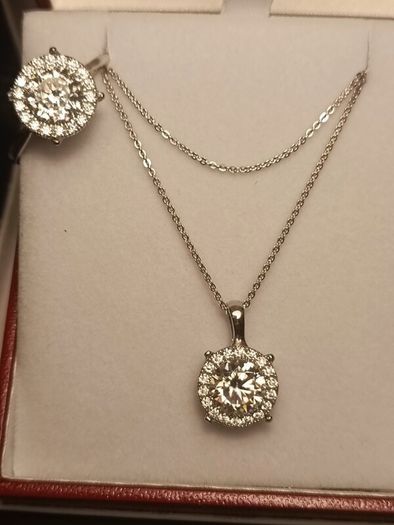 High quality 2 Ct + 2Ct Moissanite Solitaire Ring and Pendant Set.