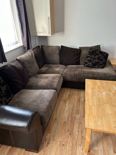 L-Shaped sofa and chair