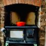 Cast Iron Wood Burning Cook Stove, Vintage Kitchen Fireplace Image 4