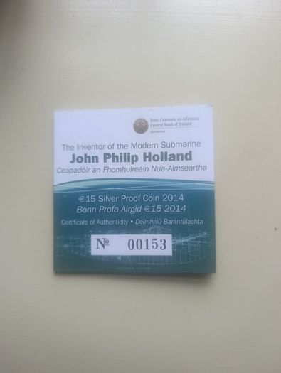 2014 John Philip Holland Silver Proof Coin