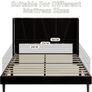 Double Bed Frame with Headboard, Velvet Geometric Tufted Upholstered Platform Bed Frames, Contemporary Mattress Foundation, No Box Spring Needed, Noise Free, Easy Assembly, Black Image 2