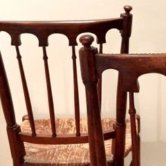 Pair of Edwardian Banister Back Chairs - Stunning!