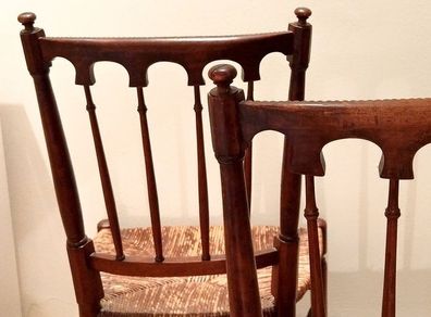 Pair of Edwardian Banister Back Chairs - Stunning!