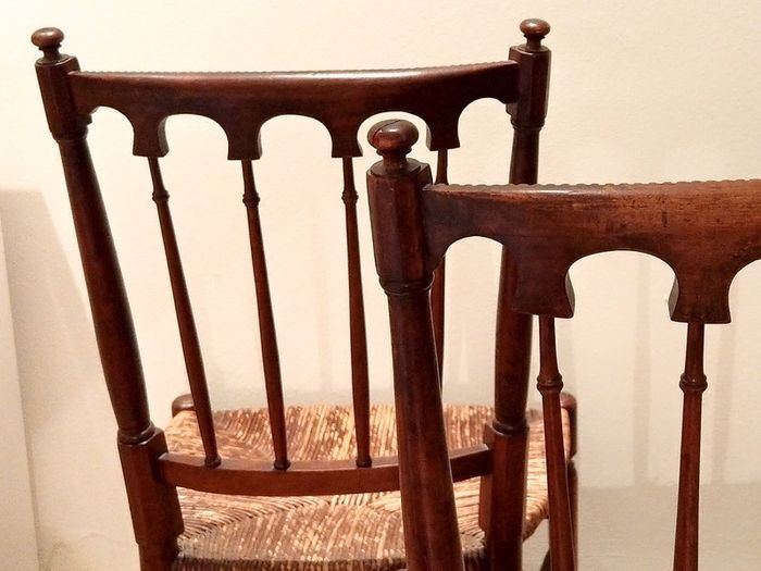 Pair of Edwardian Banister Back Chairs - Stunning!
