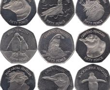 Falkland Islands Penguin 9 Coins 50 Pence 2 Sets UNC