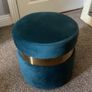 Teal Velvet Ottoman Stool Image 2