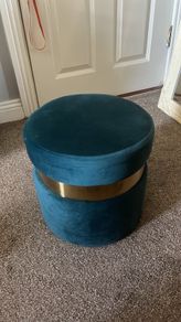 Teal Velvet Ottoman Stool