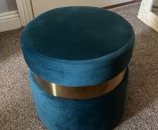 Teal Velvet Ottoman Stool