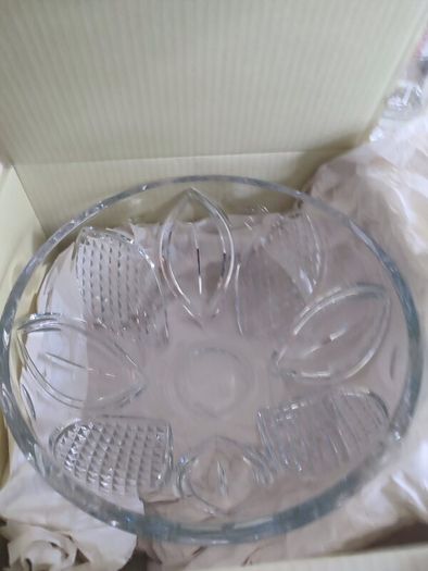 Vintage Large Galway Crystal Bowl 11 X 5.3 Inches In Original Box