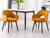 Set of 2 Dining Chairs Velvet or PU Leather with Open Back & Armrests