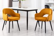 Set of 2 Dining Chairs Velvet or PU Leather with Open Back &amp; Armrests