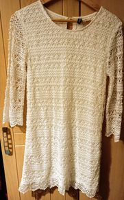 White Crochet Dress with Three-quarters Sleeves , H&M.