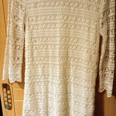 White Crochet Dress with Three-quarters Sleeves , H&M.